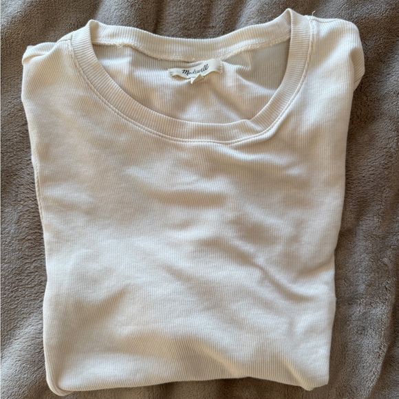 Madewell Brightside Supercrop Crewneck Long-Sleeve Tee Antique Cream M - Picture 3 of 7